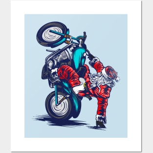 santa motorcycle Posters and Art